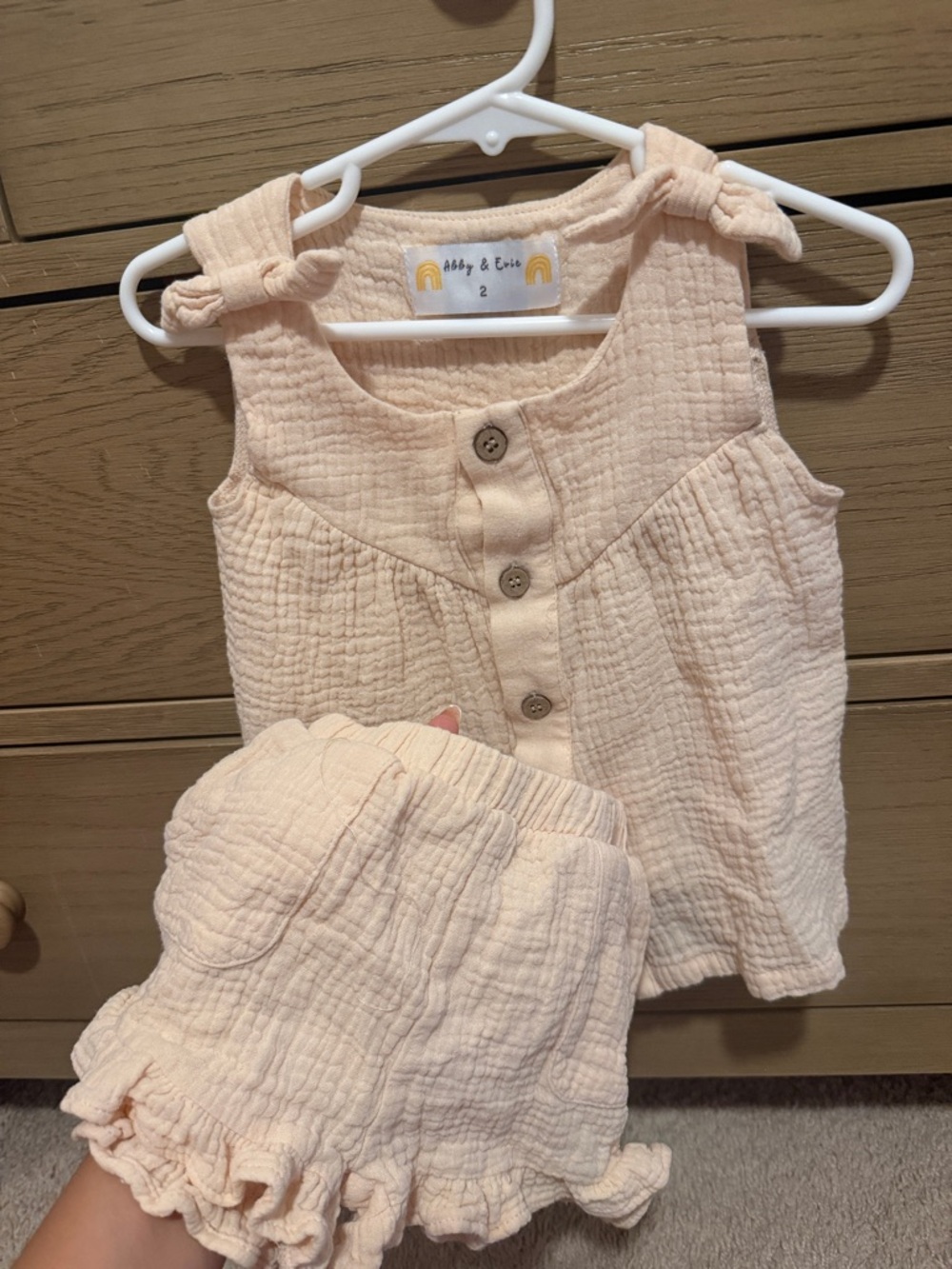 Abby & Erie Peach Muslin Kids Matching Set - Top & Shorts